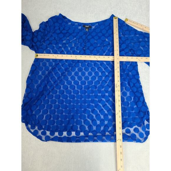 Alfani Crochet sleeve detail polka-a-dot Woman blouse blue Size 1X Office boho - Picture 7 of 7
